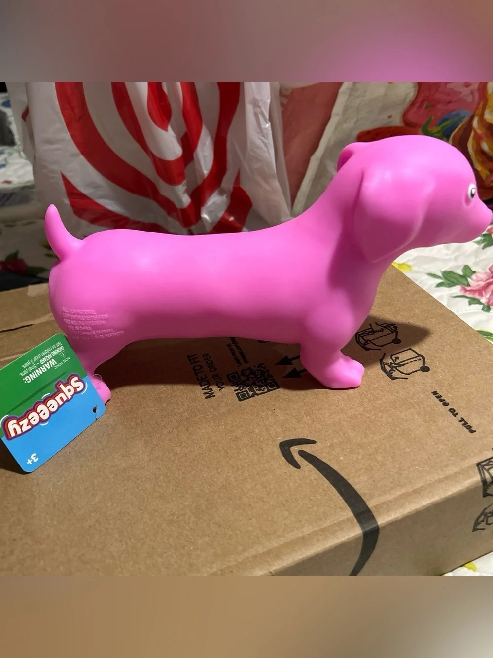 Pink Dachshund Dog Toy for Kids - Soft Squish Play Figure